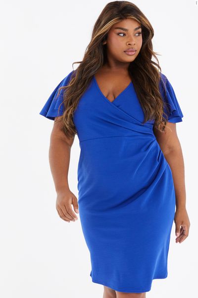 Curve Royal Blue Wrap Midi Dress
